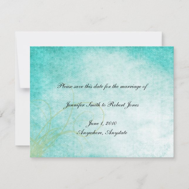 Aqua Hummingbird Watercolor Save the Date (Front)