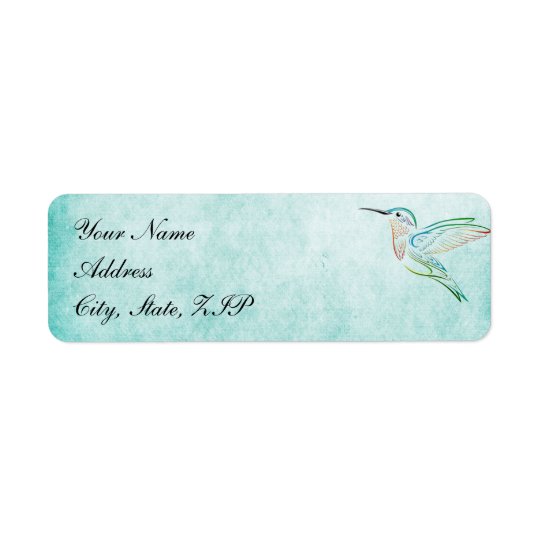 Aqua Hummingbird Watercolor Wedding Labels