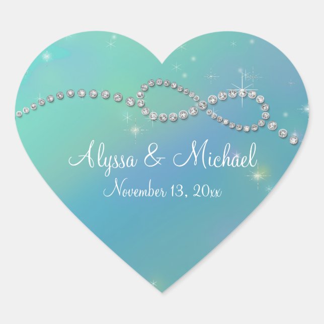 Aqua Infinity Symbol Sign Infinite Love Twinkling Heart Sticker (Front)