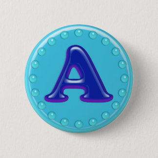 Aqua Initial A 2 Inch Round Button