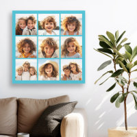 Aqua Instagram Photo Collage with 9 square photos