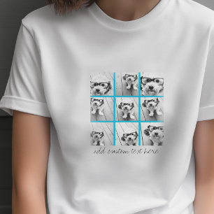 Aqua Instagram Photo Collage with 9 square photos T-Shirt