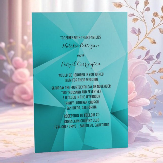 Aqua Jewel Tones Faire-part de mariage (Aqua Jewel Tones Wedding Invitation)