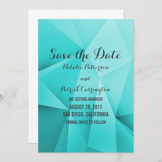 Aqua Jewel Tones Save the Date Invite (Front/Back)