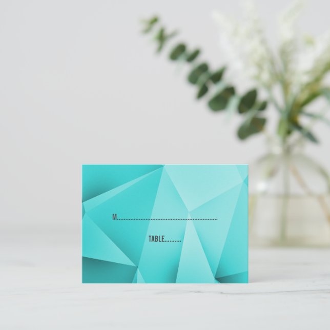 Aqua Jewel Tones Wedding Place Cards (Standing Front)