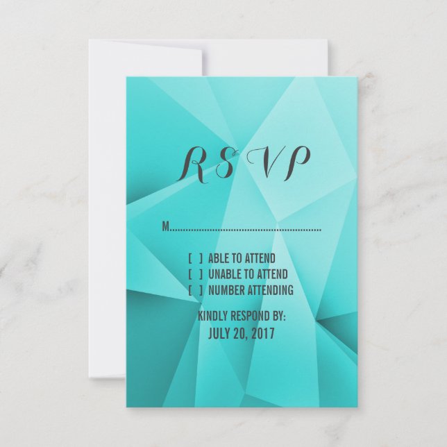 Aqua Jewel Tones Wedding RSVP Card (Front)