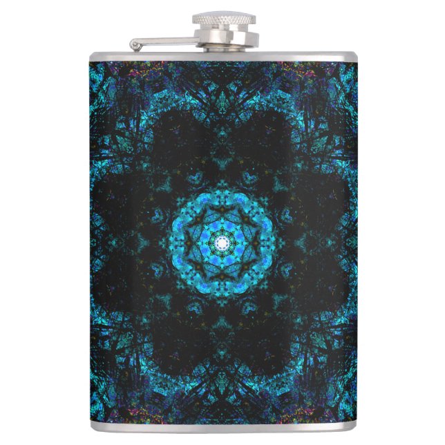 Aqua Kaleidoscope Effect,   Hip Flask (Front)
