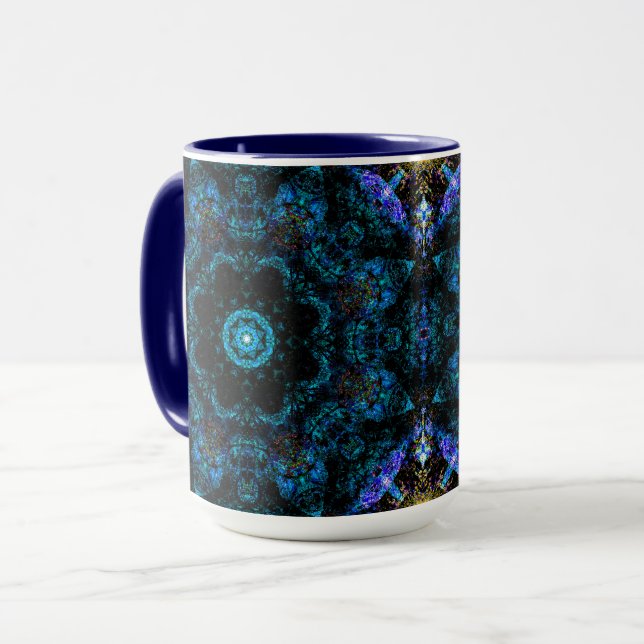 Aqua Kaleidoscope Effect,   Mug (Front Left)