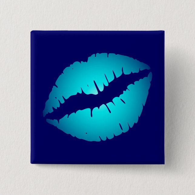 Aqua Kiss 2 Inch Square Button (Front)