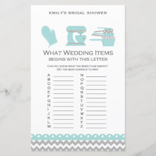 Aqua Kitchen Bridal Shower Game PRINTED