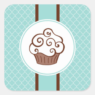Aqua Lace Cupcake Stickers