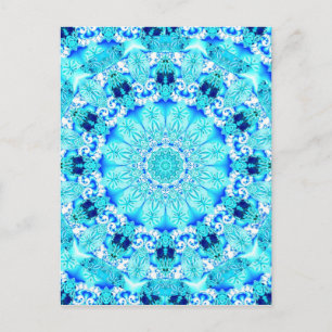 Aqua Lace, Delicate, Abstract Mandala Postcard