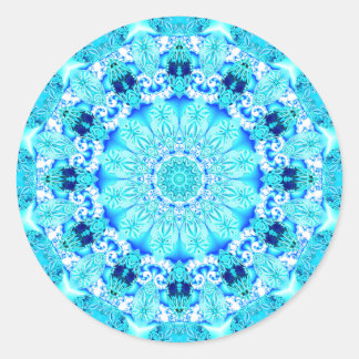 Aqua Lace Mandala, Delicate, Abstract Classic Round Sticker