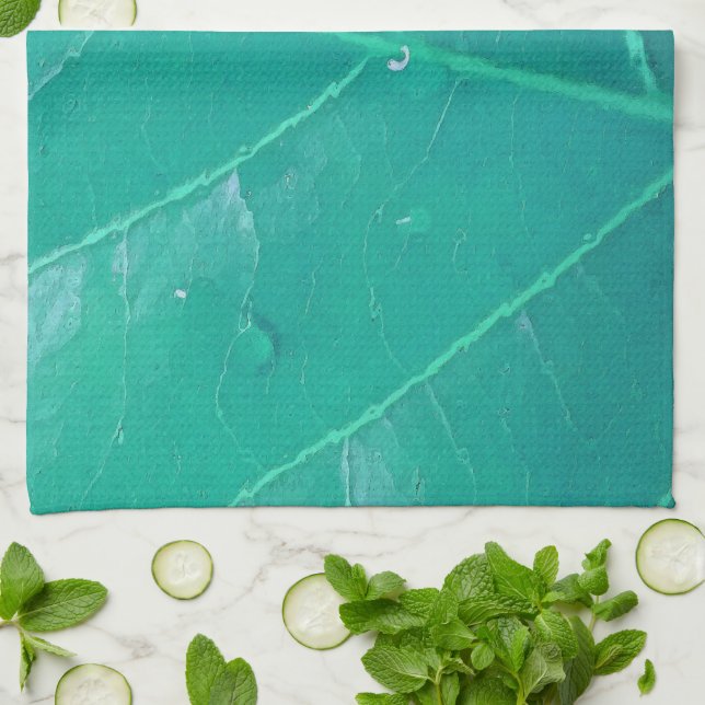 Aqua Leaf Kitchen Towel (Folded)