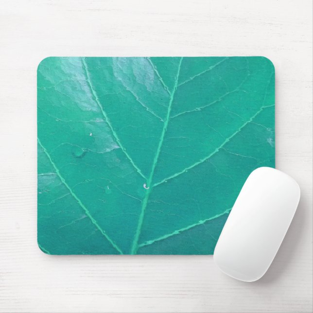 Aqua Leaf Mouse Pad (With Mouse)