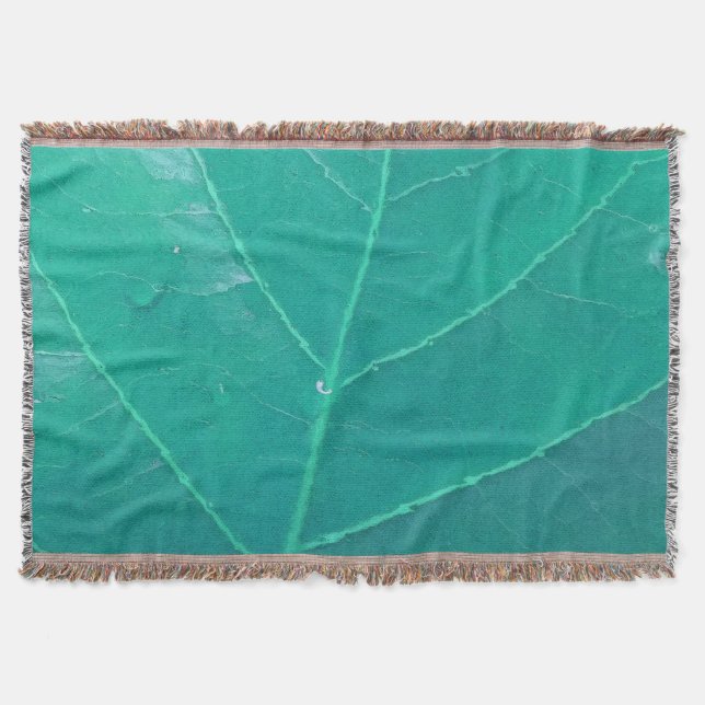 Aqua Leaf Throw Blanket (Front)