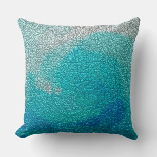 Aqua Leather Look Throw Pillow