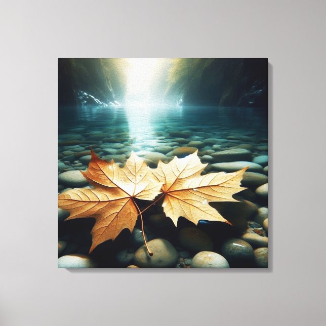 Aqua Leaves Canvas Print (Front)