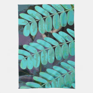Aqua Leaves Kitchen Towel