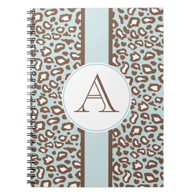 Aqua Leopard Monogram Journal Carnet Cadeau (Devant)