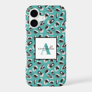 Aqua Leopard Print Personalized Monogram