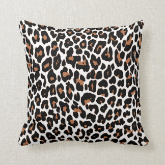 Aqua Leopard White Throw Pillow