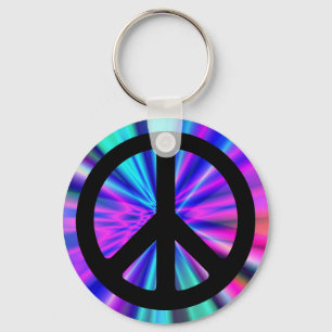 Aqua Light Show with Peace Sign Keychain