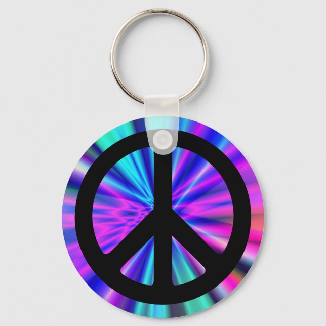 Aqua Light Show with Peace Sign Keychain (Front)