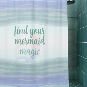 Aqua Lilac Watercolor Waves Mermaid