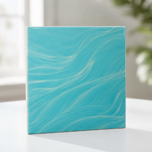Aqua Line Waves Modern Minimalist Abstract Tile
