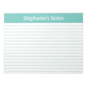 Aqua Lined 11 x 8.5 Landscape Personalized Notepad
