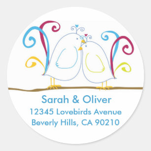 Aqua Love Bird Address Labels