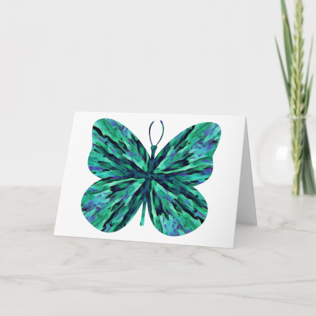 Aqua Marble Butterfly Blank Note Card (Front)