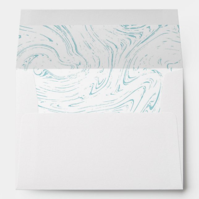 Aqua Marble Lined Personalized Return Address Envelope (Back (Bottom))