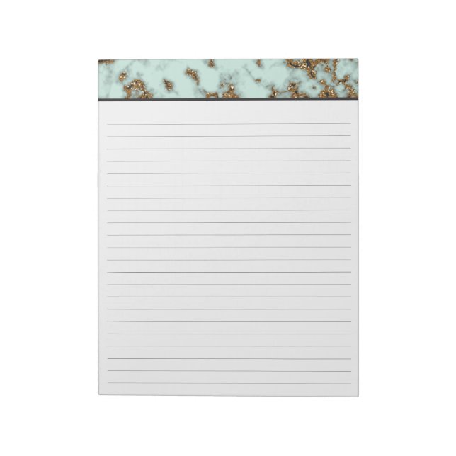 Aqua Marble with Gold Inlay Lined 8.5x11 Notepad (Rotated)