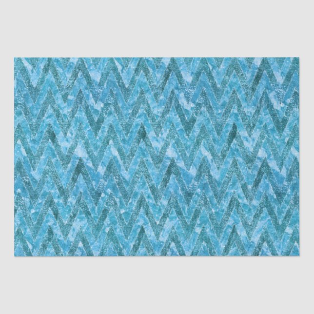 Aqua Marbled Chevron Tissue Paper (Front)