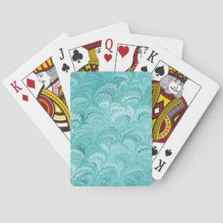 Aqua Marbled Paper Design Playing Cards