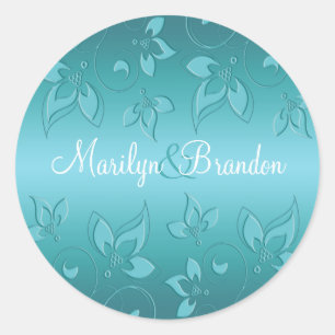 Aqua-marine Floral 1.5" Sticker