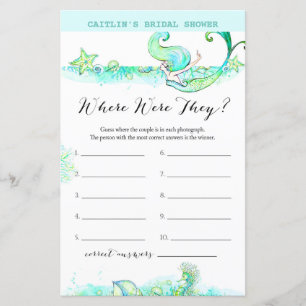 Aqua Mermaid Bridal Shower Game