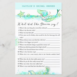 Aqua Mermaid Bridal Shower Game