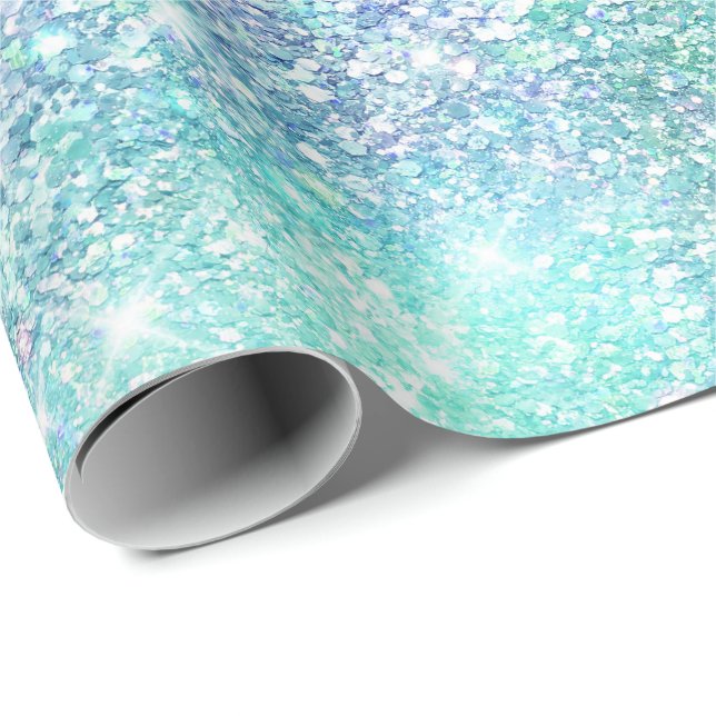 Aqua Mermaid Sparkle Wrapping Paper (Roll Corner)
