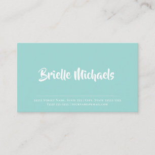 Aqua Minimalist Script Name Business Card