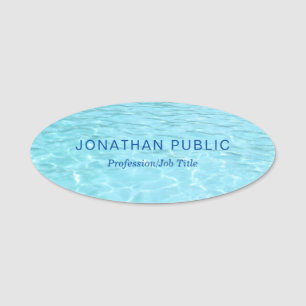 Aqua Minimalist Template Modern Blue Water Nature Name Tag
