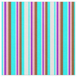 Aqua, Mint Cream, Dark Violet, Light Pink & Brown Fabric
