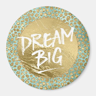 Aqua Mint Gold Glitz Glitter Leopard           Magnet