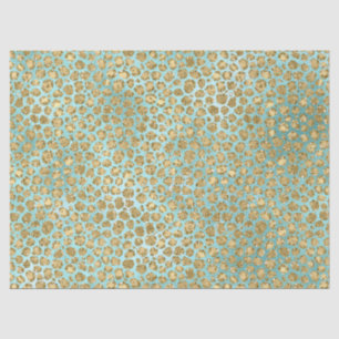 Aqua Mint Gold Glitz Glitter Leopard      Tissue Paper