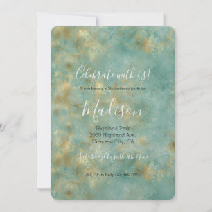 Aqua Mint Gold Invitation