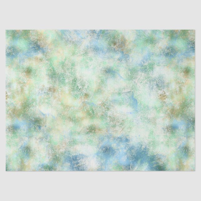 Aqua Mint Gold Marble Abstract Tissue Paper (Front)