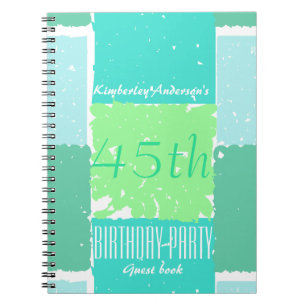 Aqua Mint Green Colours 45th birthday Guest Book