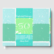 Aqua Mint Green Colours 50th birthday Guest Book